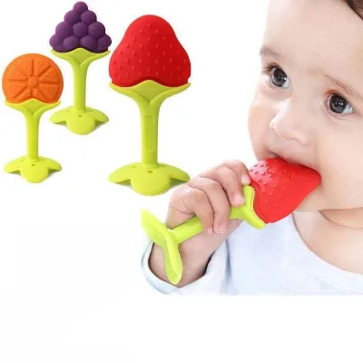 Custom Soft Kids Teething Toy BPA Silicone Teethers Baby Rattle Feeding Chewing Durable Molds Food Grade Toothbrush Shape