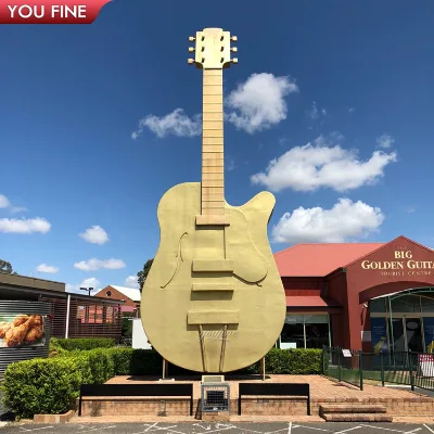Modern Large Guitar Stainless Steel Instrument Sculpture