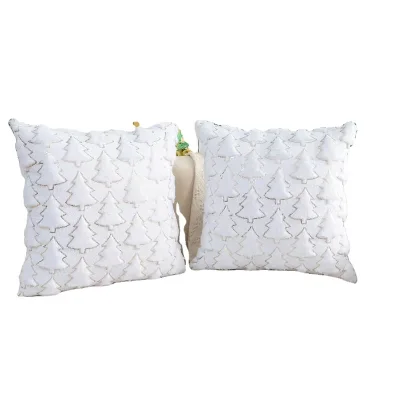 White Sequin Xmas Tree Decorative Pillowcase Merry Christmas Cushion Covers for Couch Sofa Bed