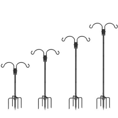 Ground Insert Metal Shepherd Hook, Rustproof Outdoor Hanging Hook for Garden Lights and Yard Landscape Decoration