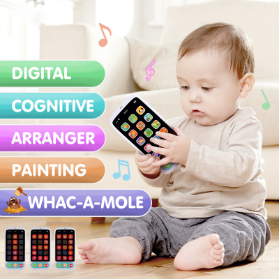Popular Touch Screen Educational Baby Learning Machine Toy Kids Music Lights & Sound Plastic Phone Toy English Reading Function