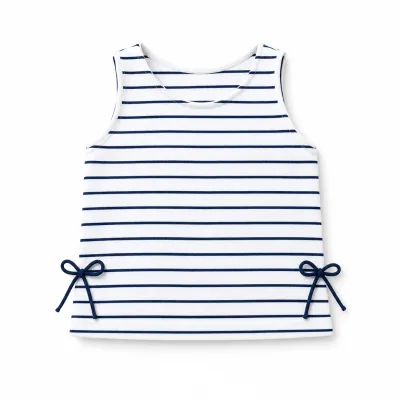 Hot Sale 2-10 Years Kids Striped Sleeveless Top Bow Knot Side Detail Round Neck Summer Vest