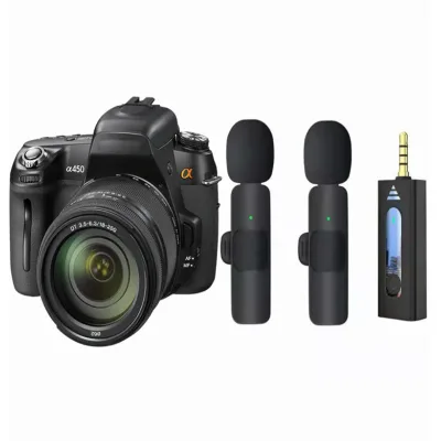 Live Broadcast for Condenser Lavalier Microphone K35 3.5MM Clip Wireless Noise Cancelling LED Portable Plastic Metal
