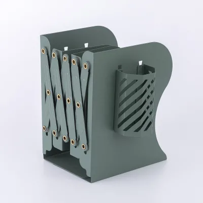 Book Support Stand Bookshelf Adjustable Books Stoppers Desk Retractable Bookends with Pen Holder