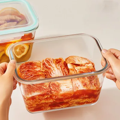 2.6L Glass Food Storage Container for Kitchen Large Capacity Household Airtight Storage Box Refrigerator Organizer
