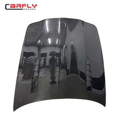 New Carbon Fiber Hood for Panamera 970 V Style Twill Bolt-On with Bolts Clear Coated