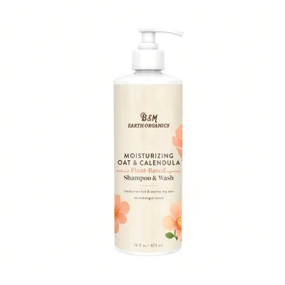 Moisturizing Oat & Calendula 2-in-1 Baby Shampoo & Wash for Dry or Sensitive Skin for All Ages Lightly Scented Vegan