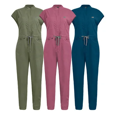 Unisex Nurse Uniform New Bright Color Jumpsuit Nursing Women Fitted Short Sleeve Jogging Suit Salon Uniforms