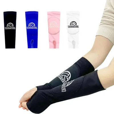 1Pair Volleyball Arm Sleeves Passing Forearm Sleeves with Protection Pad & Thumbhole for Youth Adult Children Protect Arms Sting