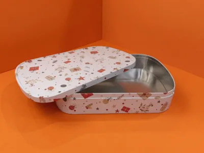Dadi Customized Shape Irregular Rounded Rectangular Tinplate Storage Tin Chocolate Cake Sugar Cookies Snacks Candies Gifts