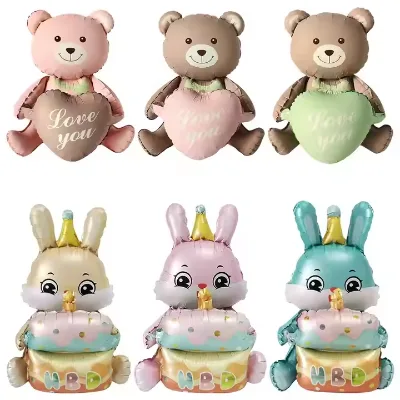 3D Birthday Cake, Aluminum Film Balloon Decoration, Rabbit Balloon, Happy Birthday Cake, Chick, Easter Party Supplies