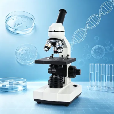 School Laboratory Monocular Biological Microscope 640X Student Education Instruments Single-layer Interlocking Platform