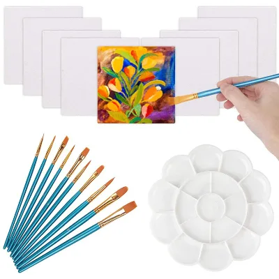 Sundy 21-Piece Non-Toxic Art Supply Set with 12/36 Colors Blank Canvas Panels Kit and Professional Brushes for Painting