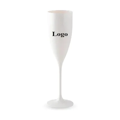 Custom Logo Printed One-Piece White Plastic Champagne Goblet for Household Use Reusable & Disposable OEM Available