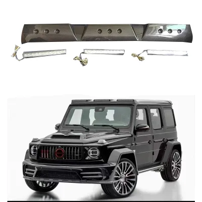 High Quality G Class W464 Dry Carbon Fiber Roof Spoiler with Lights for G Wagon W464 G63 G500 Front Roof Spoiler Led Light