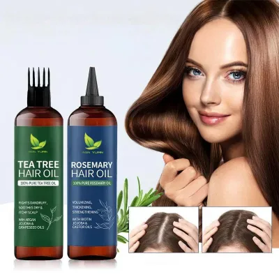 100% Natural Organic Vegan Growth Hair Serum Oil Rosemary Tea Tree Oil Hair Care Loss Treatment Hair Growth Oil Serum