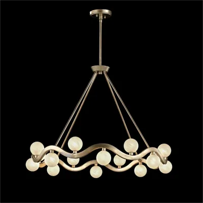Luxury Residential Decoration Alabaster Pendant Lights for Banquet Hall Villa New House Huge Brass Jellyfish Chandeliers