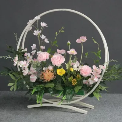 High Quality Metal Elegant Flower Basket Customized Size Modern Wedding Hotel Decoration Center Ornament for Weddings Parties