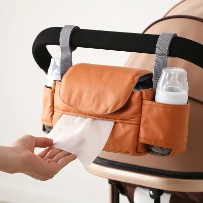 Baby Stroller Hanging Organizer Leather Material Multi - Color Large Capacity Waterproof Easy Cleaning Storage Bag