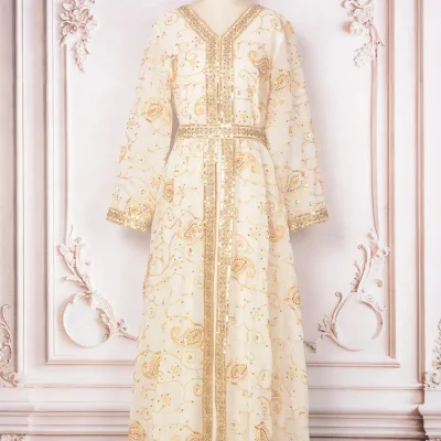 Middle East Muslim Arab Abaya Embroidery Women'S Dubai Embroidery Beaded Evening Dress Abaya Dubai Nouveau Design