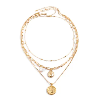 Wholesale Fashion Bohemian Vacation Style Tassel Crystal Necklace Irregular Sunflower Alloy Pendant Collarbone Chain