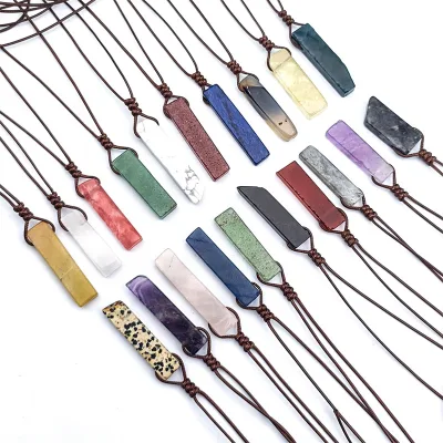 Natural Rectangle Crystal Jewelry Pendant Irregular Quartz Pendants for Gift