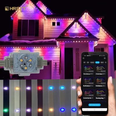 48V RGB Led Puck Light Outdoor IP68 Aluminum PC Permanent Holiday Lighting Decoration for House Christmas Holiday Landscape