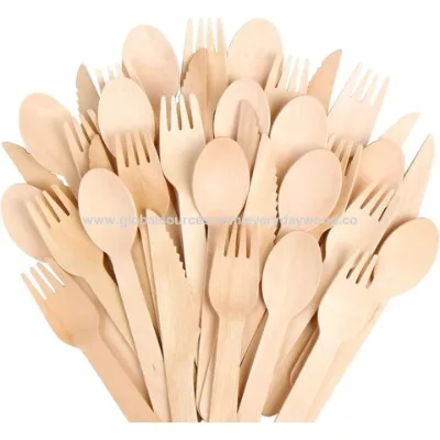 Factory price wood cutlery eco friendly biodegradable cutlery set spoon knife fork picnic cutlery set