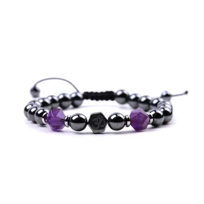 Classic Style Men's/Women's Meditation Relaxation for Bracelet Anxiety Relief Yoga Healing Crystals Bangle Gift Amethyst Stone
