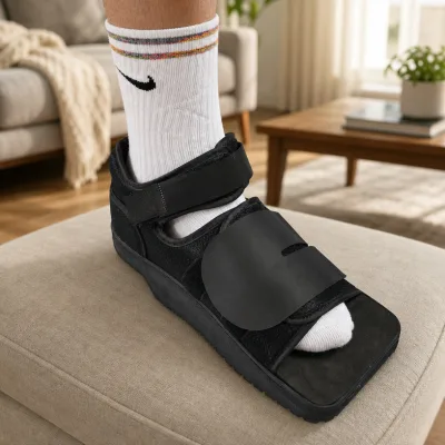 Professional Heel Offloading Post-Op Shoe - Breathable Mesh Walking Boot with Removable Cover Plate