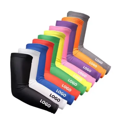 Plain Solid Color Elastic Spandex/Nylon Breathable Sports UV Protection Unisex Summer Sun Resistant Ice Silk Arm Sleeves