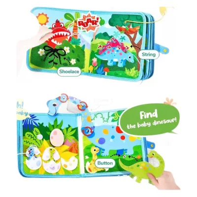 Felt Learning Board Children's Teaching Aids Dinosaur Pattern Three-Dimensional Cloth Book Toddler Intelligence
