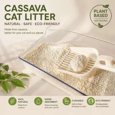 Safe Mild Cassava Cat Litter No Irritating Smell Strong Water Lock Durable Daily Use