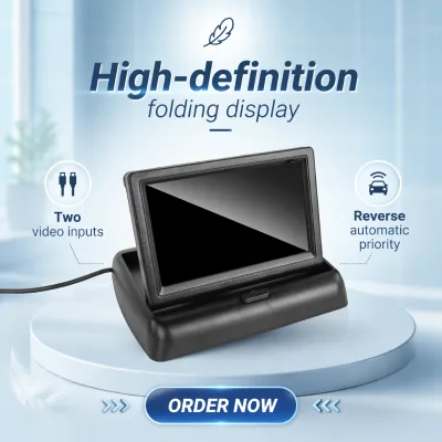 High-Definition OLED 800x480 Reversing Camera 4.3 Inch Folding Mirror Two-Way Input Shock Resistant Customized Reversing Aid