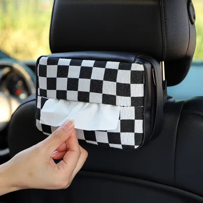 Advanced Sense Jacquard Weave Lattice Car Tissue Box Female Car Seat Back Armrest Paper Box Interior Decoration Supplies