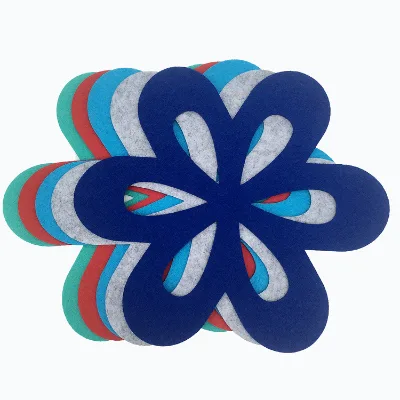 Creative Felt Insulation Thickened Table Mats Pot Mats Cup Pad Flower Shaped Cup Coasters for Home