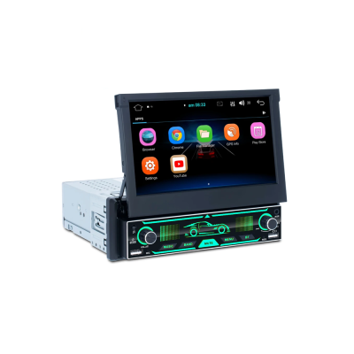 7 Inch 1 Din 2+16G Phone Link Retractable AM RDS FM 7 Color Backlight Touch Screen BT Wifi Android Car Radio