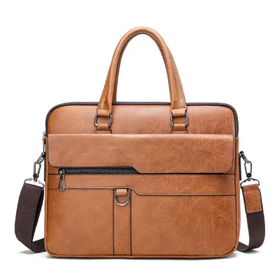 Men's Handbag New Fashion Business Bag Public Bun PU Leather Large Capacity One Shoulder Crossbody Bag Trendy Men's Bag