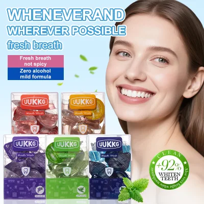 UUKKG New Disposable Jelly Cup Mouthwash Alcohol Free Portable Single Use Oral Rinse Long Lasting Fresh Breath Travel Oral Care