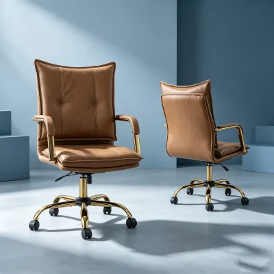 Swivel Company Adjustable Glod Luxury Genuine Leather Modern Swivel Chair Executive Office Chair Cadeira Silla De Oficina