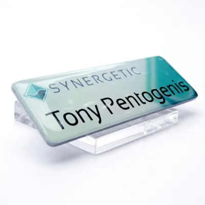 Personalize Magnetic Employee Name Badge UV Printing or Engraving Available Resin Epoxy Finish for High-Gloss Scratch Resistance