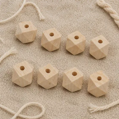 Natural Color Polygon Wood Spacer Beads,Wood Geometric Bead Necklace Making