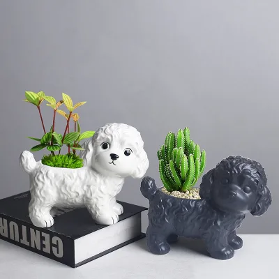 Durable Ceramic Succulent Plant Pots with Cartoon Animal Design Hand-Painted Finish for Floor Use