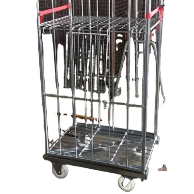 Z Type Frame Nestable & Foldable Two Wall Wire Mesh Trolley With Shelf Wire Mesh TRolley