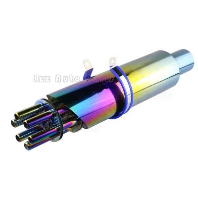 2.5" Inlet Universal Stainless Steel Rotating Gatling Gun Exhaust Pipe Straight-through Silencer Muffler for Motorcycle, Car