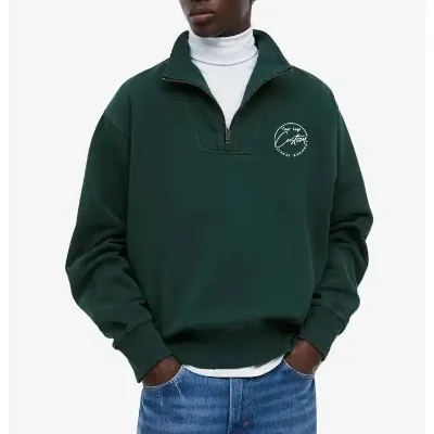 Customizable Half Zip Hoodie 400gsm Heavyweight Streetwear Sweatshirt for Men & Women Fleece Pullover with Logo Printing