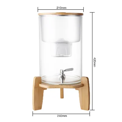 Glass Dispenser 9L Free Non Toxic Activated Carbon 4-Stage Manual Alkaline Water Purifier Pitcher Handle Easy Installation