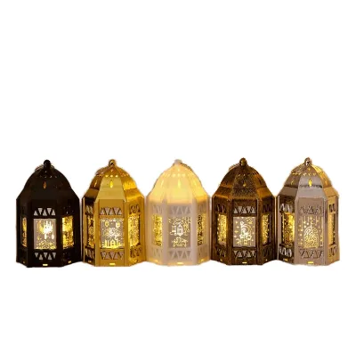 Wholesale New EID Ramadan Plastic Lantern Retro Candle Holders Creative Outdoor Hanging Lantern for Kareem Festival Decoration
