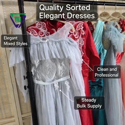 Wholesale Premium Second Hand Wedding Dress Elegant Evening Gown Bulk Bales Supply for Export