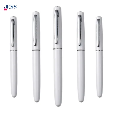 Custom Logo White Matte Metal Ballpoint Pen Cap-off Executive Pens for Business Gifts & Office Use